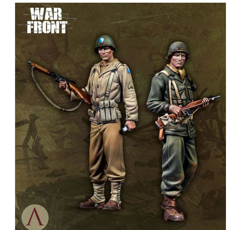 1/35 WWII German Infantry with Kar98k and MP40, 2 Figures, Resin Model Figure Kit, Unassembled and Unpainted