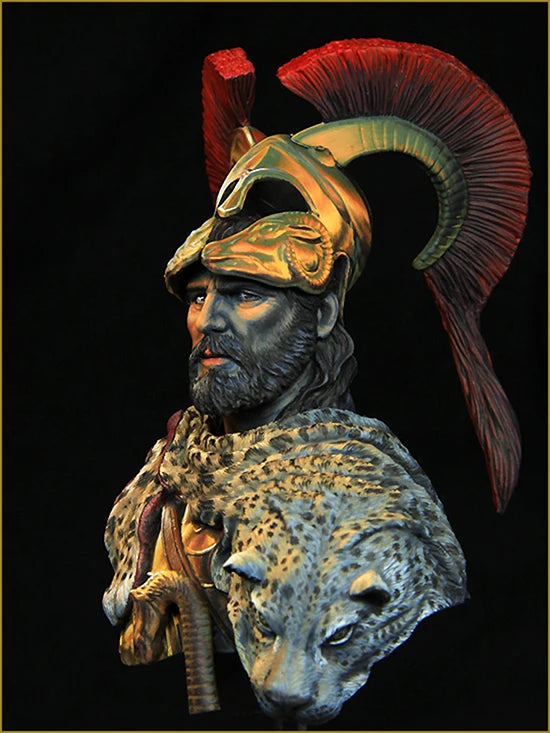 1/10 Ancient Alexander the Great with Leopard Armor, Resin Model Bust Kit, Unassembled and Unpainted