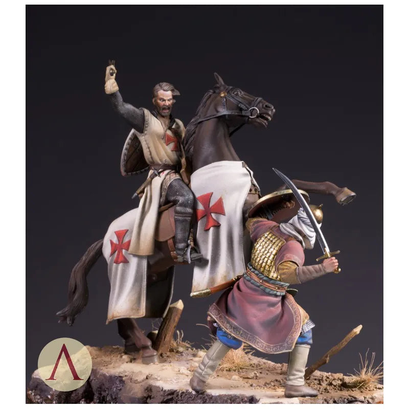 1/24 Medieval Templar Knights, 3 Figures, Resin Model Diorama Kit, Unassembled and Unpainted