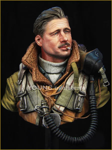 1/10 WWII RAF Bomber Pilot, Resin Model Bust Kit, Unassembled and Unpainted