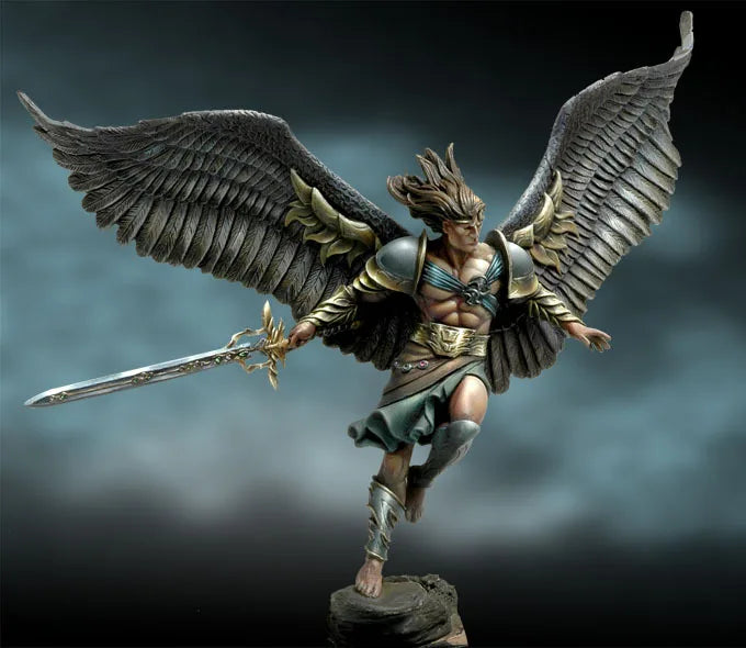 54mm Winged Armored Warrior, Resin Model Figure Kit, Fantasy Theme, Unassembled and Unpainted