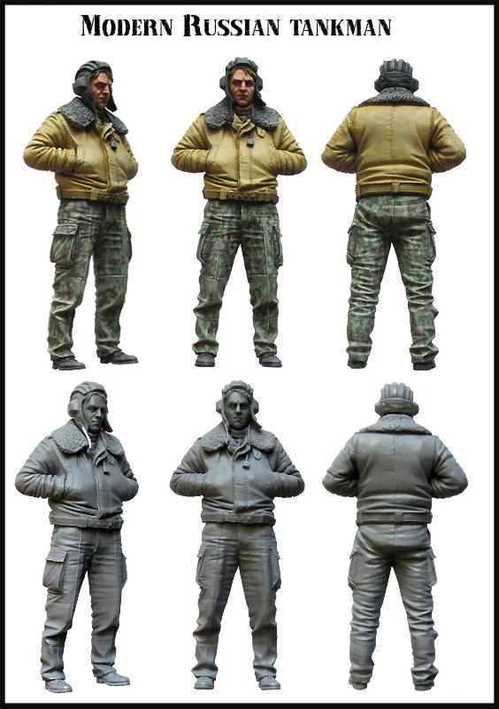 1/35 Modern Russian Tank Crew in Field Gear, 6 Figures, Resin Model Figure Kit, Unassembled and Unpainted