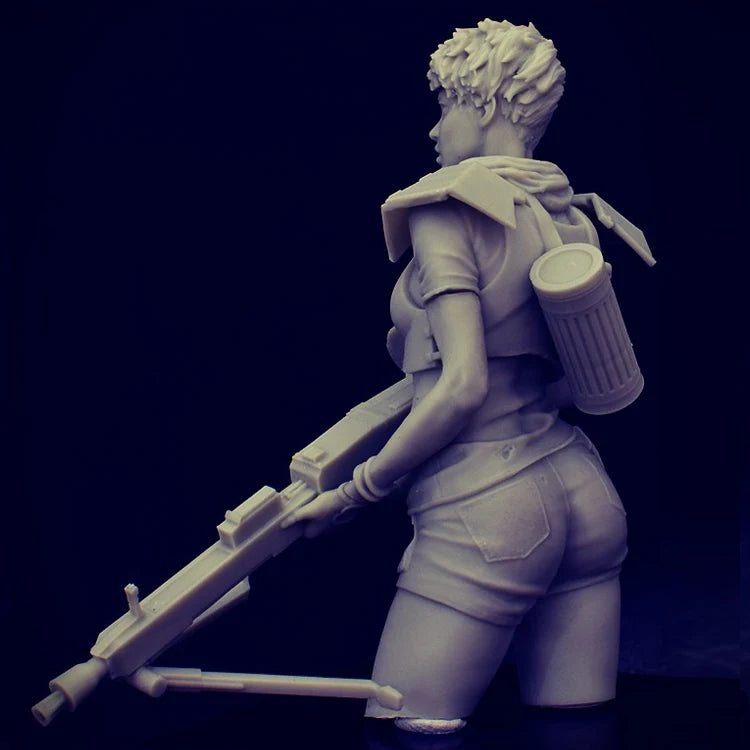 1/12 Modern Female Tactical Soldier, Resin Model Bust Kit, Sci-Fi Theme, Unassembled and Unpainted