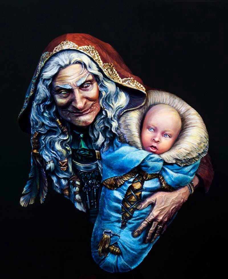 1/10 Female Noble with Child, 2 Figures, Resin Model Bust Kit, Fantasy Theme, Unassembled and Unpainted