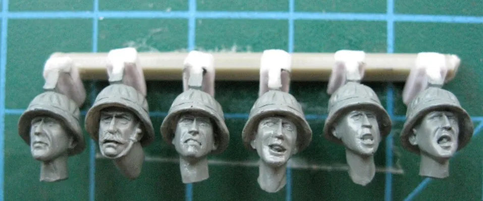 1/35 WWII British Infantry Heads Varied Expressions, 6 Figures, Resin Model Figure Kit, Unassembled and Unpainted