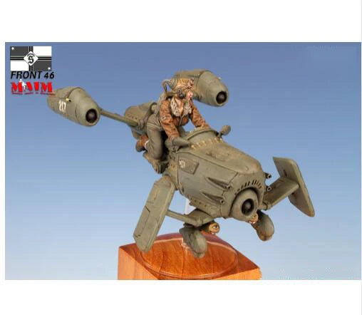 1/35 Female Pilot with Hover Bike, Resin Model Figure Kit, Sci-Fi Theme, Unassembled and Unpainted