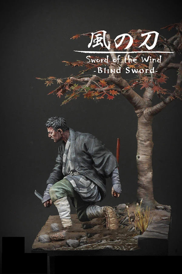 1/24 Medieval Aged Blind Samurai with Katana, Resin Model Figure Kit, Unassembled and Unpainted