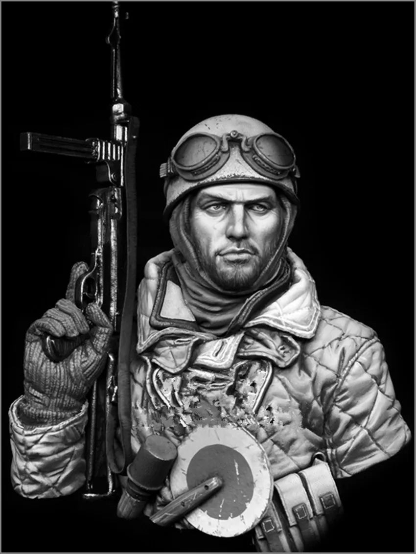 1/10 WWII German Soldier/Pilot, Resin Model Bust Kit, Unassembled and Unpainted