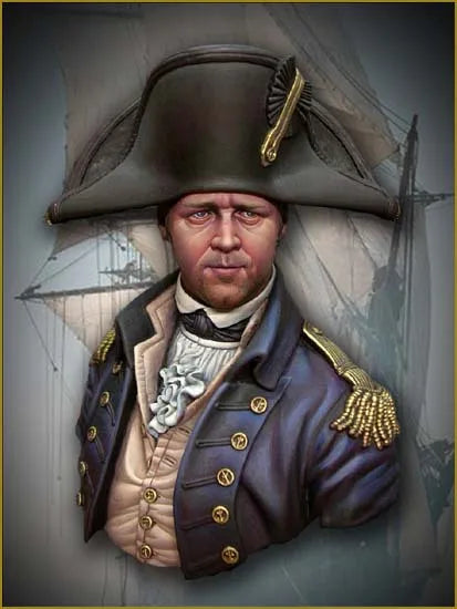 1/10 Napoleonic British Naval Captain, Resin Model Bust Kit, Unassembled and Unpainted