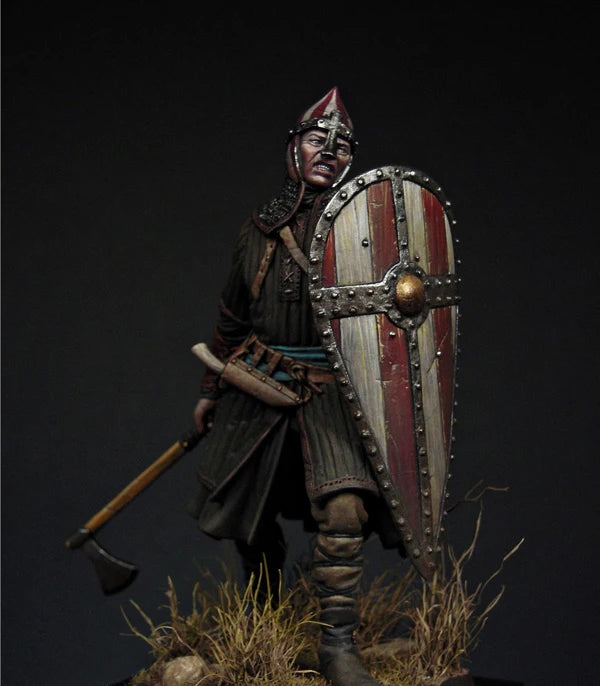 75mm Ancient Nordic Warriors with Shield and Axe, Resin Model Figure Kit, Unassembled and Unpainted