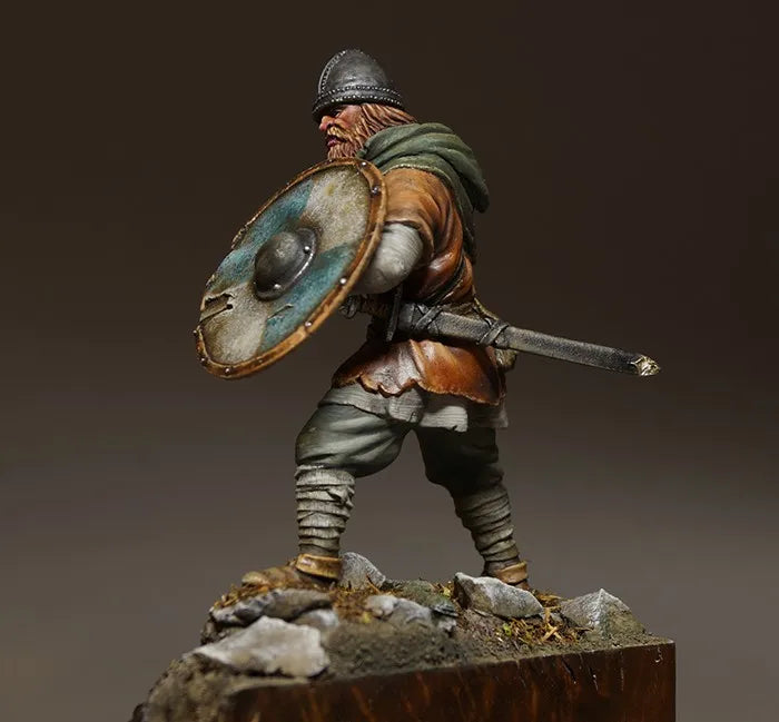 75mm Medieval Viking Warrior with Axe and Shield, Resin Model Figure Kit, Unassembled and Unpainted