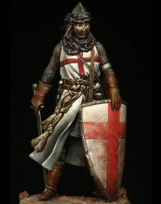 75mm Medieval Crusader Knight in Ornate Jeweled Helm, Resin Model Figure Kit, Unassembled and Unpainted
