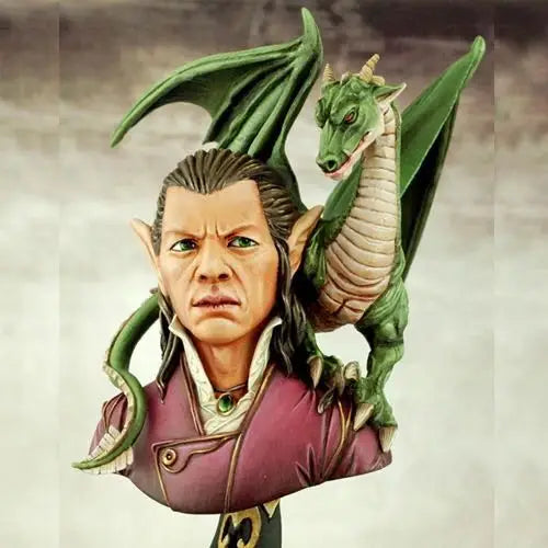 1/9 Male Sorcerer with Shoulder Dragon, Resin Model Bust Kit, Anime Theme, Unassembled and Unpainted