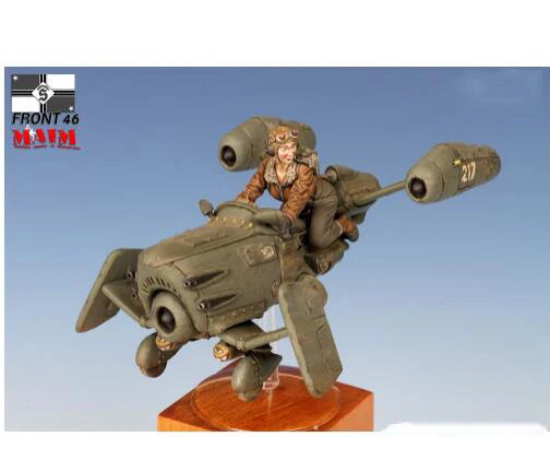 1/35 Female Pilot with Hover Bike, Resin Model Figure Kit, Sci-Fi Theme, Unassembled and Unpainted