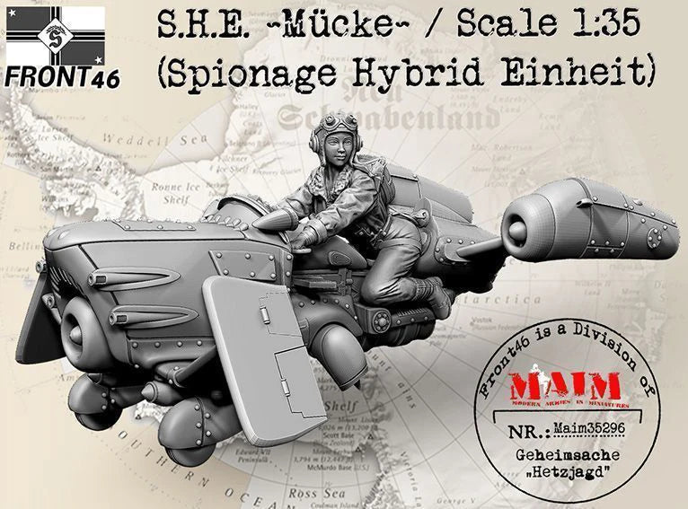 1/35 Female Pilot with Hover Bike, Resin Model Figure Kit, Sci-Fi Theme, Unassembled and Unpainted