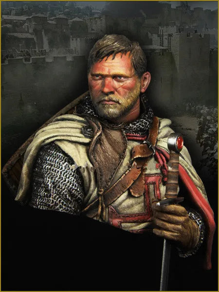1/10 Medieval Crusader Knight, Resin Model Bust Kit, Unassembled and Unpainted