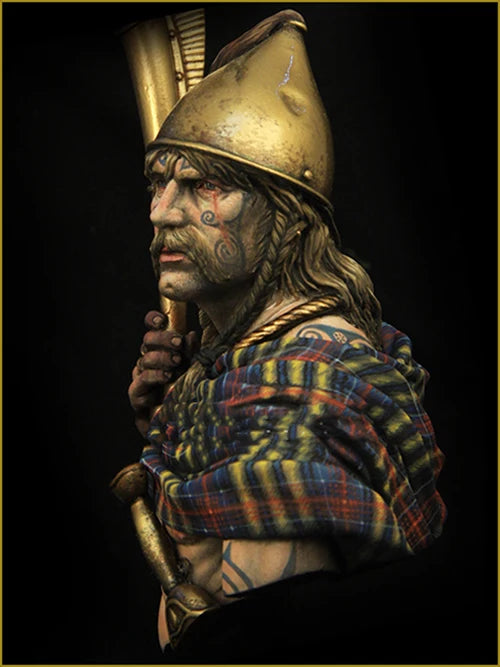 1/10 Ancient Celtic Warrior with Raven-Topped Staff, Resin Model Bust Kit, Unassembled and Unpainted