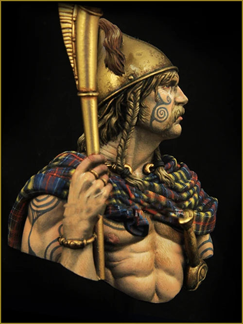 1/10 Ancient Celtic Warrior with Raven-Topped Staff, Resin Model Bust Kit, Unassembled and Unpainted