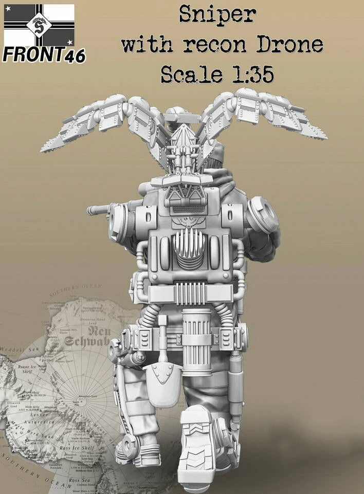1/35 Modern Sniper with Recon Drone, Resin Model Figure Kit, Unassembled and Unpainted