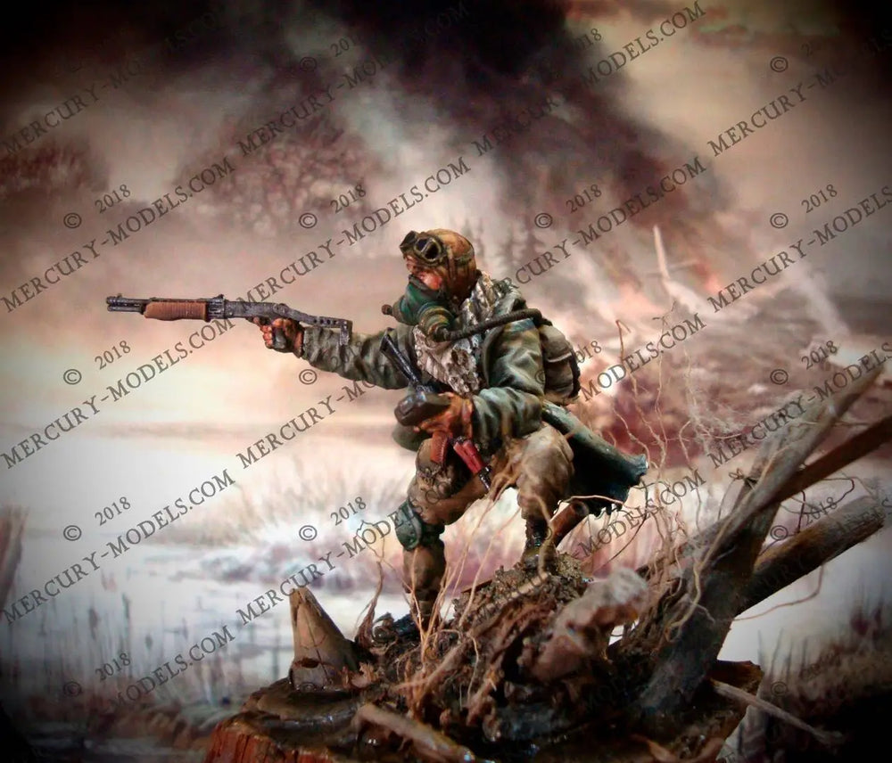 54mm WWI Soldier in Combat, Resin Model Figure Kit, Unassembled and Unpainted