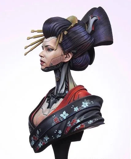 1/10 Sorceress with Spiked Crown and Patterned Armor, Resin Model Bust Kit, Fantasy Theme, Unassembled and Unpainted