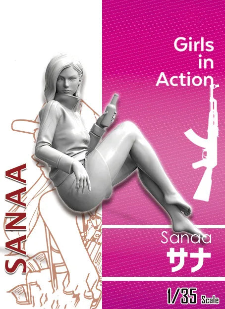 1/35 Anime-Style Female, Resin Model Figure Kit, Unassembled and Unpainted