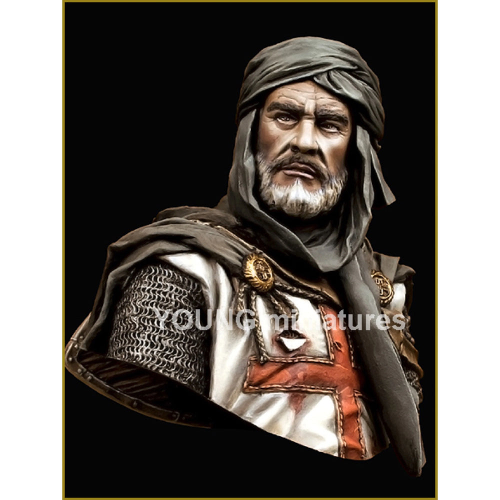 1/10 Medieval Crusader Knight with Headwrap and Red Cross, Resin Model Bust Kit, Unassembled and Unpainted