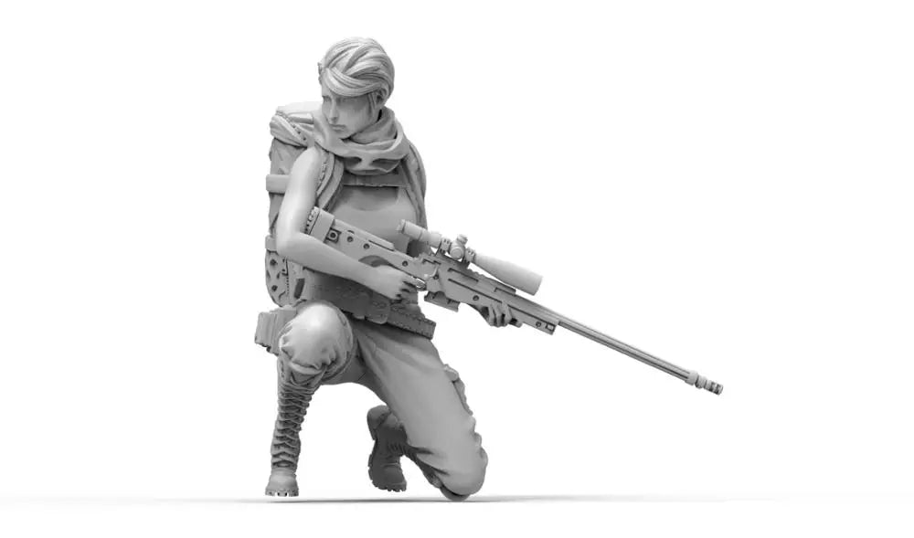1/24 Sniper Commando in Head Wrap, Resin Model Figure Kit, Sci-Fi Theme, Unassembled and Unpainted