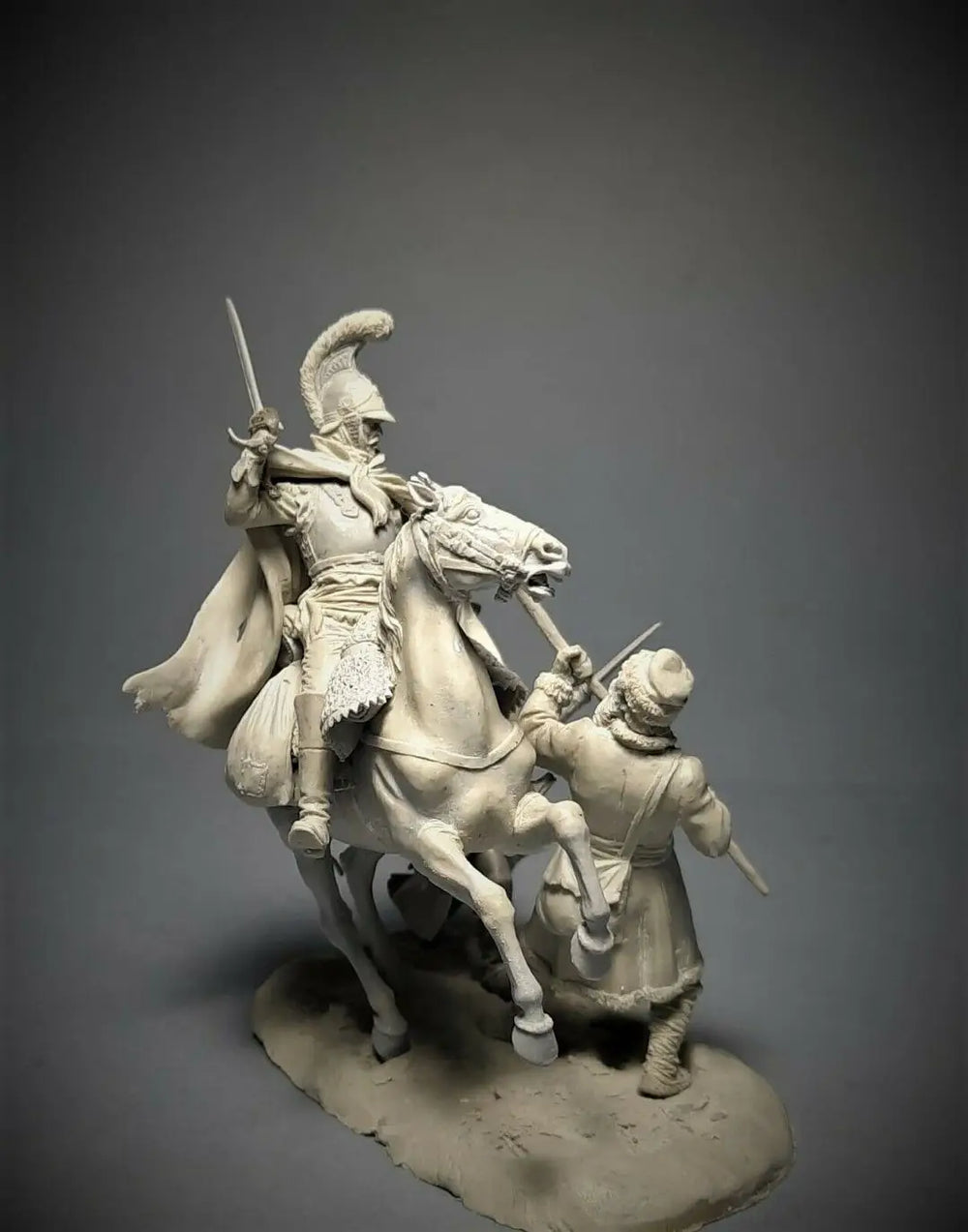 54mm Napoleonic French Cavalry Officer Raising Sabre, Resin Model Figure Kit, Unassembled and Unpainted