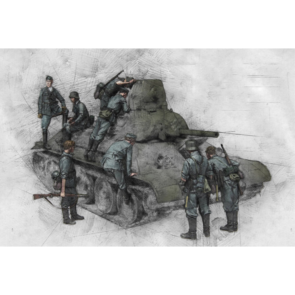 1/35 Modern Military Squad with Machine Gun, 6 Figures, Resin Model Figure Kit, Unassembled and Unpainted
