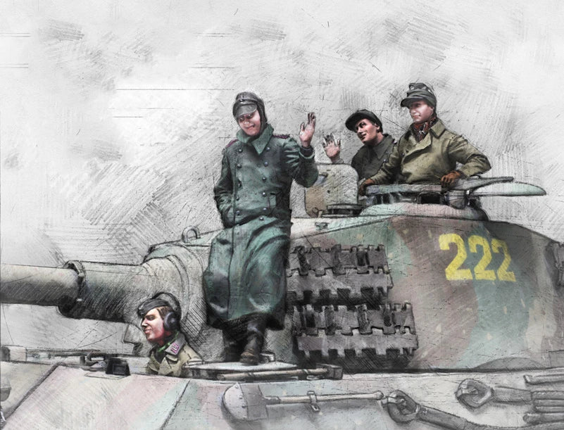 1/35 WWII German Panzer Crew & Infantry, 8 Figures, Resin Model Figure Kit, Unassembled and Unpainted
