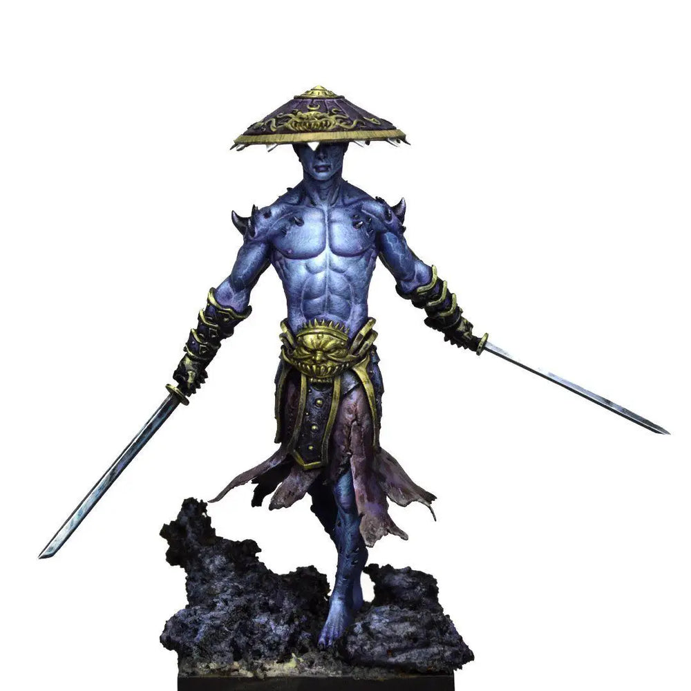 1/24 Demonic Oni Warrior with Dual Swords, Resin Model Figure Kit, Fantasy Theme, Unassembled and Unpainted