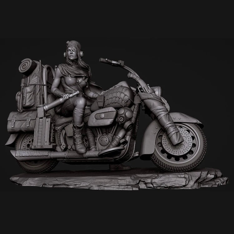 1/24 WWII Military Motorcycle, 3 Figures, Resin Model Diorama Kit, Unassembled and Unpainted