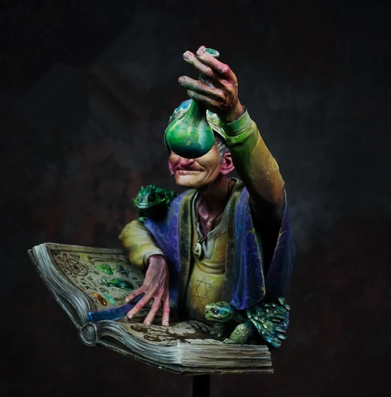 1/10 Alchemist with Potion and Spellbook, Resin Model Bust Kit, Fantasy Theme, Unassembled and Unpainted