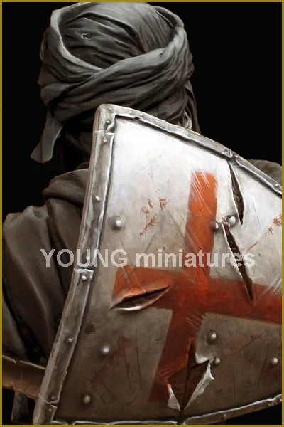 1/10 Medieval Crusader Knight with Headwrap and Red Cross, Resin Model Bust Kit, Unassembled and Unpainted