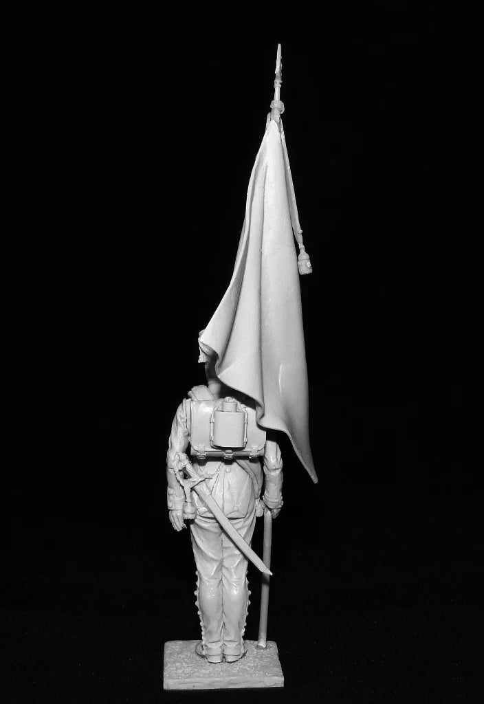 1/32 Napoleonic Officer with Flag, Resin Model Figure Kit, Unassembled and Unpainted
