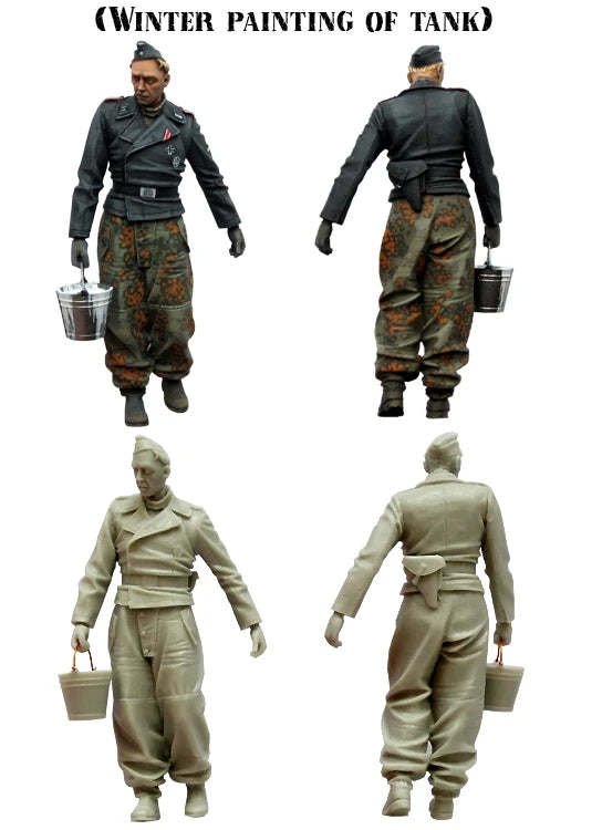1/35 WWII German Winter Camouflage Soldiers, 4 Figures, Resin Model Figure Kit, Unassembled and Unpainted