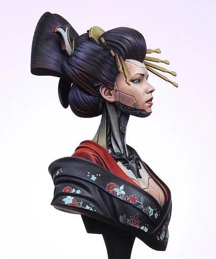 1/10 Sorceress with Spiked Crown and Patterned Armor, Resin Model Bust Kit, Fantasy Theme, Unassembled and Unpainted