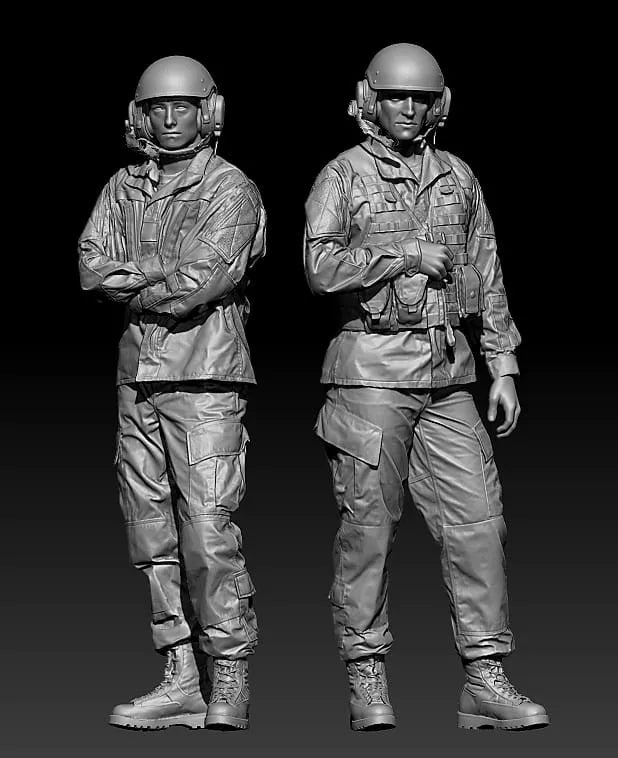 1/35 Modern Tactical Paratroopers, 2 Figures, Resin Model Figure Kit, Unassembled and Unpainted