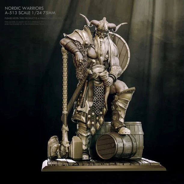 1/24 Nordic Barbarian Warrior, Resin Model Figure Kit, Fantasy Theme, Unassembled and Unpainted