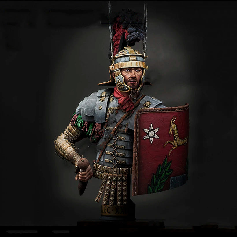 1/10 Ancient Roman Legionnaire with Segmented Armor and Shield, Resin Model Bust Kit, Unassembled and Unpainted