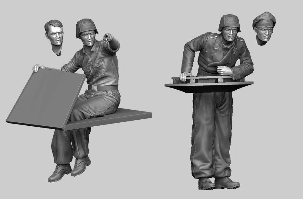 1/35 WWII German Command Staff at Tactical Map, 2 Figures, Resin Model Figure Kit, Unassembled and Unpainted