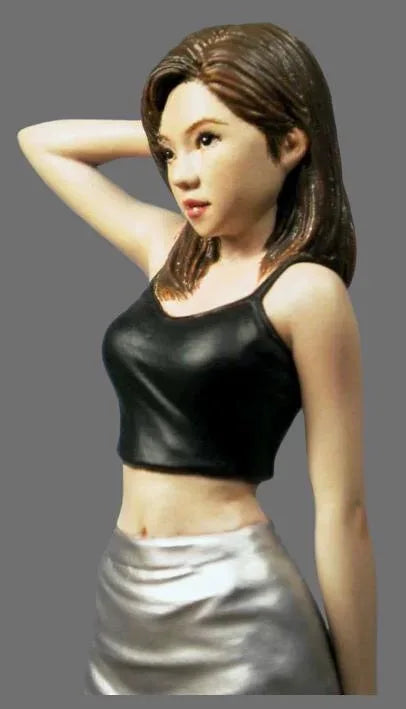 1/12 Modern Female in Black Crop Top and Metallic Ruched Skirt, Resin Model Figure Kit, Unassembled and Unpainted