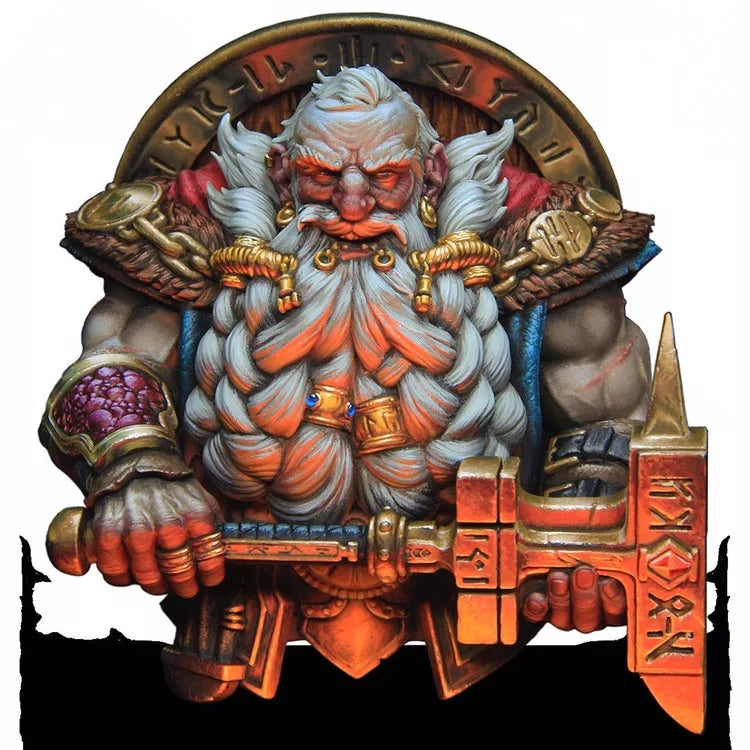 1/10 Ornate Armored Fantasy Dwarf Warrior, Resin Model Bust Kit, Fantasy Theme, Unassembled and Unpainted