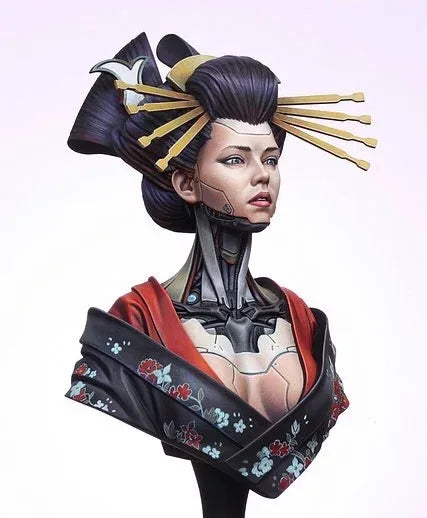 1/10 Sorceress with Spiked Crown and Patterned Armor, Resin Model Bust Kit, Fantasy Theme, Unassembled and Unpainted
