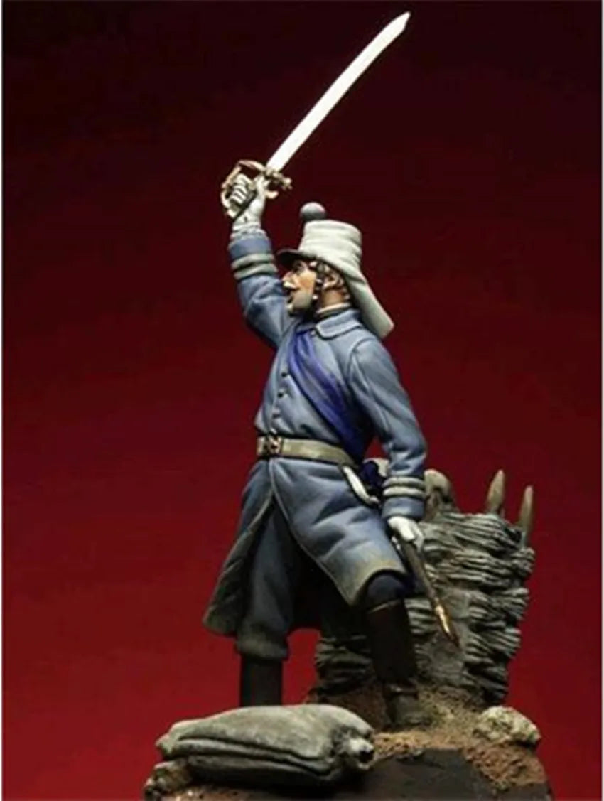 1/32 Napoleonic Prussian Officer Charging with Saber, Resin Model Figure Kit, Unassembled and Unpainted