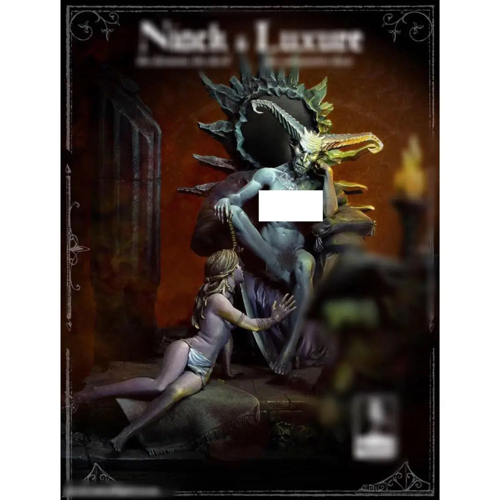 75mm Demon with Crown of Spikes in Repose, Resin Model Figure Kit, Fantasy Theme, Unassembled and Unpainted