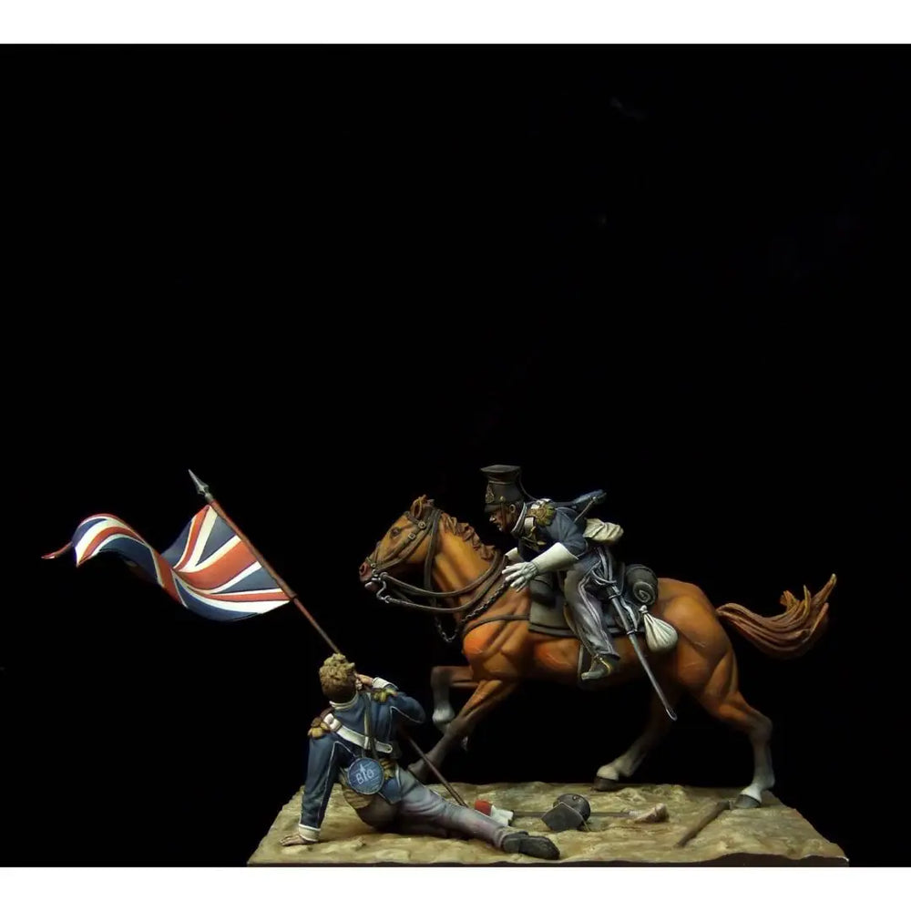 1/24 Napoleonic British Cavalry & Infantry, 8 Figures, Resin Model Diorama Kit, Unassembled and Unpainted