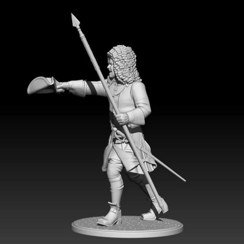 1/24 Great Northern War Swedish Officer, Resin Model Figure Kit, Military Theme, Unassembled and Unpainted