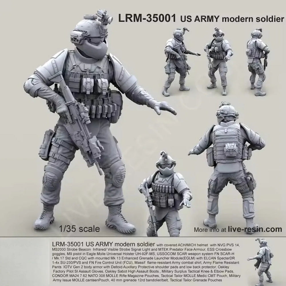 1/35 Modern U.S. Army Soldier, Resin Model Figure Kit, Unassembled and Unpainted